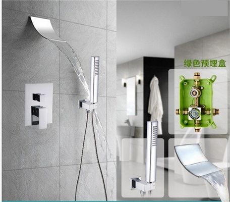 중국 공간 절약 폭포 샤워 꼭지, 손 샤워 살포를 가진 샤워 꼭지 세트 협력 업체